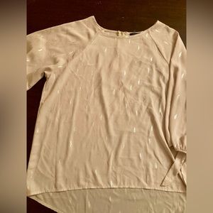 Papermoon Sz L Elegant cream colored shirt with sparkly silver feather accents!